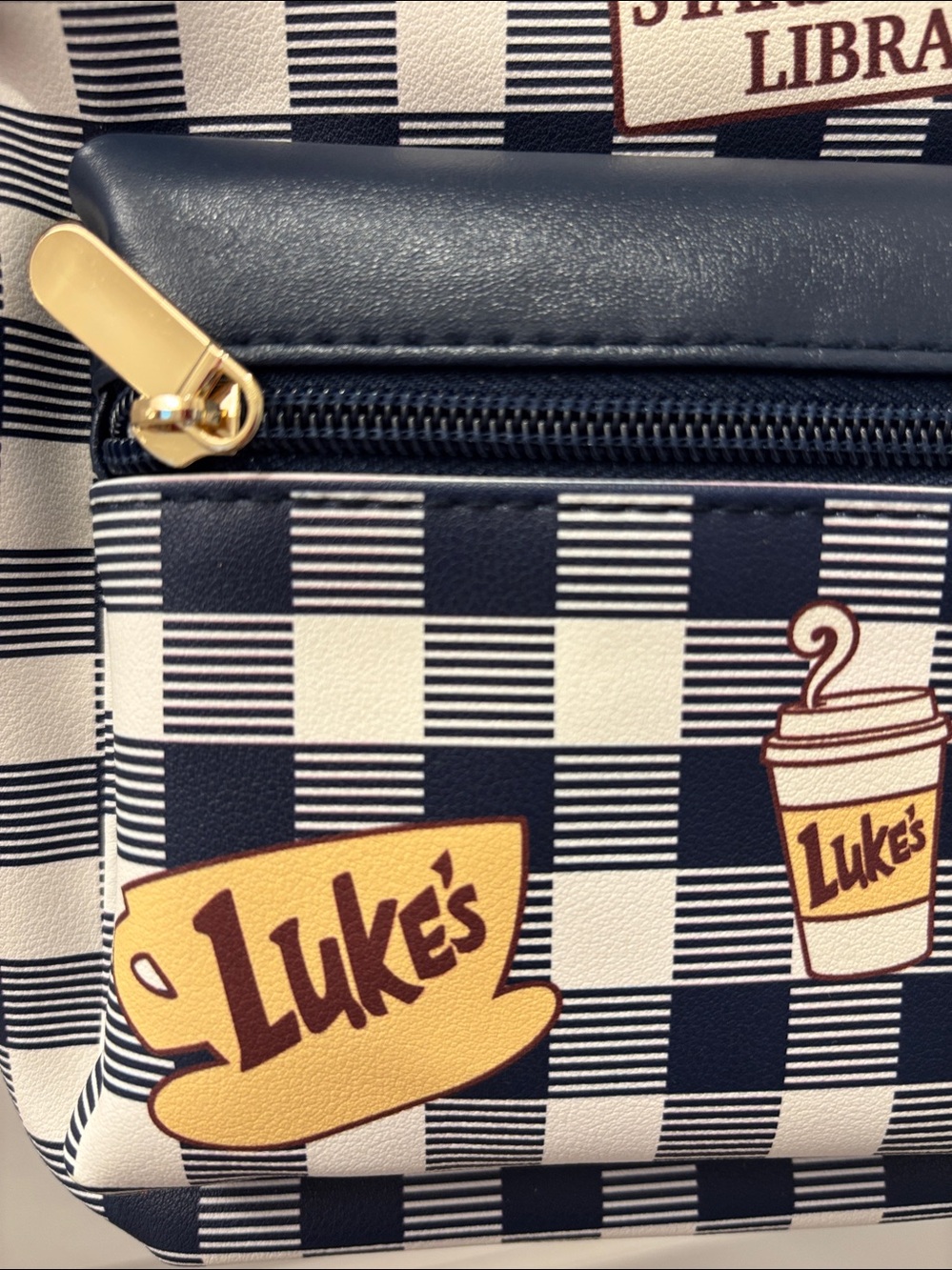NWT Bioworld Gilmore Girls Stars Hollow Library Checker Mini Backpack - Picture 3 of 10